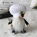 Gnome de Noël chef cuisinier en peluche avec bonnet blanc tenant une cuillère de fête - Style Homme - Avec Barbe / 21x11x8cm