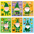 DIY St. Patrick's Day gnome stickers set with 6 sheets for kids creative holiday fun - St. Patrick's Day Gnome Face Stickers