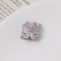 Macro detail of rotating silver flower clasp with pink zircon stones and pave crystals - 07# Silver Color Single Row (15*21mm)
