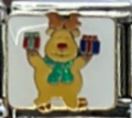 Link per bracciale modulare italiano con simpatico orso bianco, regali e sciarpa verde - 37 Orso con Regali