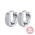 Sparkling S925 sterling silver hoop earrings with small cubic zirconia in silver finish - SE102-Silver Zirconia