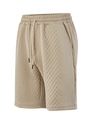 Detail of men's casual shorts showing breathable jacquard knit fabric and adjustable drawstring - S / Khaki