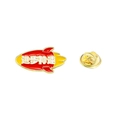 Rocket-shaped enamel pin badge with Jinbu Shensu text in red and gold finish - Rapid Progress