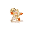 Star shaped 18k gold plated barbell stud with orange zircon and screw ball back - Star Style (EGD0453) / Gold