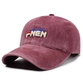 Vintage gewaschene weinrote Baseballkappe mit weißer FNEN 3D-Stickerei - Einheitsgröße(Einstellbar) / Rot