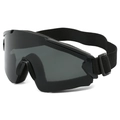 Tactical ski goggles with smoke grey PC lenses and black sponge-lined frame - Black Frame Grey Lens