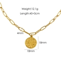14K gold plated stainless steel paperclip chain necklace with a 18mm tree of life pendant - Tree of Life Pendant Paperclip Chain