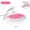 Pink silicone scalp massager brush with clear handle and 9x8cm size dimensions - Crystal Pink