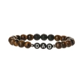 Herren 8mm Tigerauge und Lavastein Armband mit DAD Buchstabenperlen zum Vatertag - Tigerauge