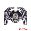 Gothic skull hands heart shape embroidery patch for biker jackets with RIP tombstone - Skeleton Hand Heart Tombstone-RIP