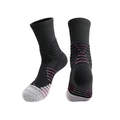 Thick basketball crew socks in black and pink featuring a padded towel bottom for men - Kids One Size / Black/Rose Red