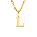 Collar de acero inoxidable dorado pulido con un colgante de la letra L mayúscula - Letra L (Dorado)