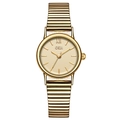 Elegant gold vintage women's watch with champagne dial and elastic metal bracelet - Streaming Champagne