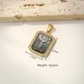 Rectangle gold shell pendant with carved angel and sparkling zircon frame for DIY necklace - Octagonal Rectangular Flower God (Black Carved Shell)
