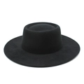 Classic black wool felt wide brim jazz hat for women with minimalist retro fedora style - M (56-58cm) / Black