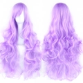 Long wavy lavender cosplay wig with bangs, high-temperature heat resistant fiber - Bright Purple
