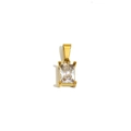 Pendentif rectangulaire minimaliste en acier inoxydable plaqué or 18K avec zircon clair - Or Blanc (E6850)