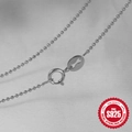 S925 sterling silver bead chain necklace with detailed view of spring clasp and seal - Platinum Bead Chain