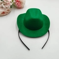 Mini green St. Patrick's Day cowboy hat headband made of felt for festive parties - Denim / Green