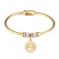 Bracelet arbre de vie doré élégant avec strass blancs et un fermoir magnétique pratique - Arbre de Vie Style 1