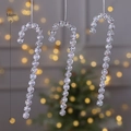 Lot de 3 ornements de canne de Noël en acrylique 14cm avec paillettes pour sapin de Noël - Sucre d'Orge en Cristal 3pcs