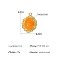 18K gold-plated stainless steel oval orange topaz pendant, 1.8cm x 1.2cm size charm - SAC23061919-Oval Orange Topaz