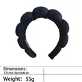 Thick black bubble textured headband with vertical ribbed pattern for women - 2- Striped Black