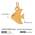 Golden stainless steel fish pendant charm for DIY jewelry with waterproof finish - Fish Style (JDP0212068-3pcs)