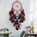 Acchiappasogni luminoso con piume rosse e nere per decorazione da parete della camera - Piuma Di Perla Nottilucente Rossa