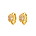 Macro detail of 18K gold-plated earrings with clear cubic zirconia and beaded trim - White Zirconia