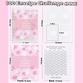Pink cherry blossom 100 day money saving challenge binder set with detailed dimensions - A5 Pink Floral (25 Sheets + Tracker)