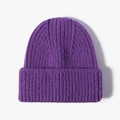 Winter ribbed knit purple beanie with a folded cuff for warmth and style - Mixed Purple (20B112B)