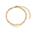 Double-layered 18K gold plated stainless steel bracelet with dainty flower charm detail - Daisy Style (B0315)
