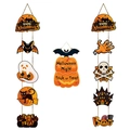 Halloween hanging ornament set featuring orange pumpkin sign and spooky character garlands - Bat Hanger + Couplet Set