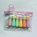 6-piece mini eggplant highlighter set in a transparent PVC bag with a pink ring zipper - Eggplant