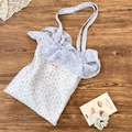 Blue floral ruffled shoulder bag with matching scrunchie in chic chiffon fabric - Floral Blue