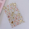 Set di adesivi gemma 3D a cuore e tondi nei colori rosa e oro champagne - N. 5 Serie Champagne