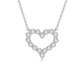 Elegant S925 sterling silver heart pendant necklace with shimmering moissanite stones - 925 Silver / Silver (Moissanite Style)