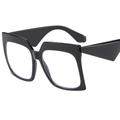 Oversized black square frame eyeglasses with thick geometric triangle temples - Black