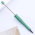 DIY colorful beaded ballpoint pen with a green body and metal rod for custom beads - Khaki Green
