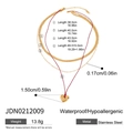 Vierschichtige 18K vergoldete Edelstahlhalskette mit roter Kordel und Herzanhänger - Rotes Seil Herzanhänger Mehrlagiger Stil (JDN0212009)