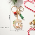 Weihnachtlicher Buchstabe G Schlüsselanhänger mit roter Glocke und grüner Quaste aus Harz - Buchstabe G