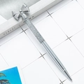Elegant silver metal ballpoint pen with decorative bow and shimmering silver glitter fill - Electroplated Silver