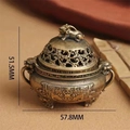 Mini-Räuchergefäß aus Bronze im Vintage-Stil mit Löwendeckel und Reliefmustern - Großer Dual-Ear-Weihrauchbrenner