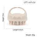 Off-white silicone scalp massager brush with soft spikes for hair cleaning and washing - Handheld Wheat Straw Beige