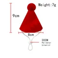 Red felt pet cone hat with pompom and adjustable elastic strap, size 9x8cm, 7g - Red Birthday Hat
