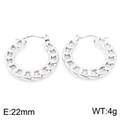 Silver cuban link chain hoop earrings in stainless steel with 22mm diameter size - Steel