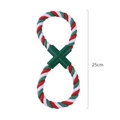 25cm figure-8 cotton rope dog toy in red, white and green Christmas colors - B13115-Style 7 (Christmas Figure-8 25cm)