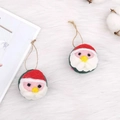 Handmade wool felt Santa Claus hanging ornaments set of two for Christmas tree decor - Ball Santa Claus / Red