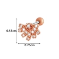 Rose gold fan-shaped cartilage stud with white zircon and screw ball back, 7.5mm wide - Fan-Shaped Style (024-3# Rose Gold)